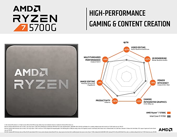 AMD Ryzen 7 5700G compared to 11th Gen Core i7