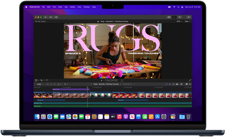 MacBook Air M2 running Final Cut Pro