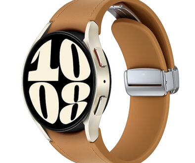 Samsung Watch 6 40mm gold case leather strap